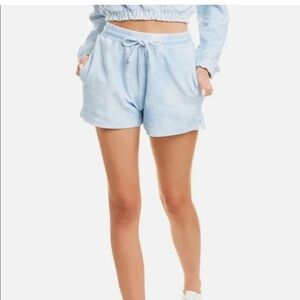 Onia Brushed Back Terry Shorts Light Blue Women's Plush Drawstring Shorts